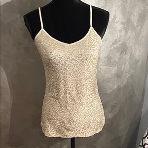 Glam it Up! Express Cream Sequin Camisole, Size Small, EUC